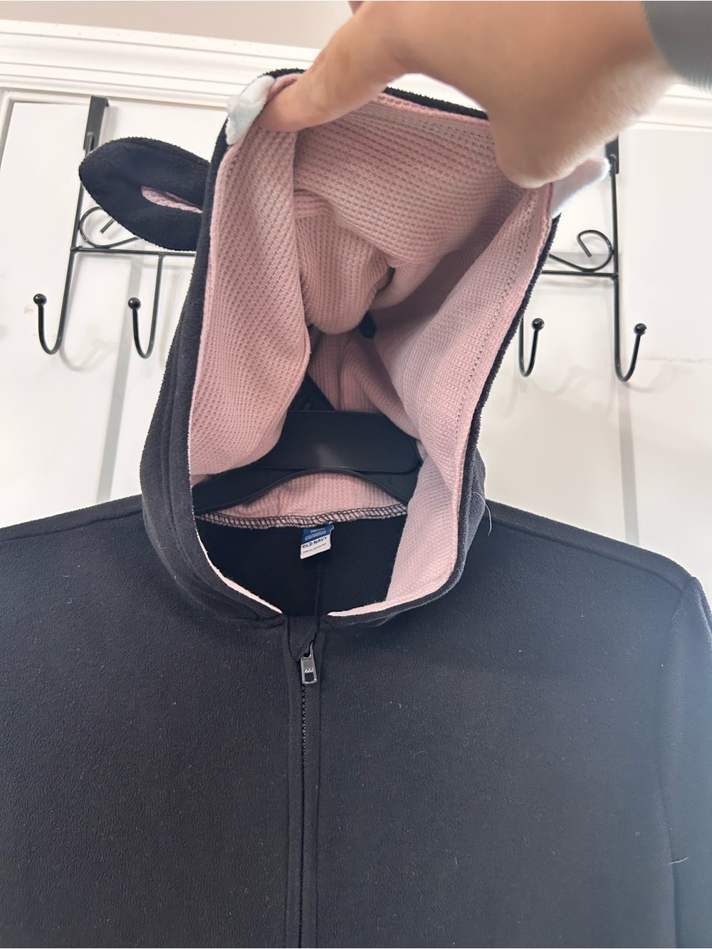Old Navy Black Bat Kids Hoodie Onesie with Pink Ear Lining - Picture 2 of 7